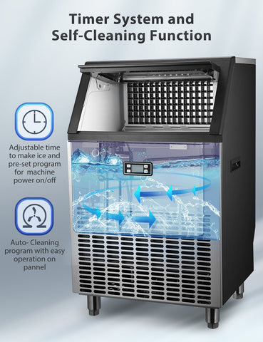 100LBS Freestanding Commercial Ice Maker - Kismile