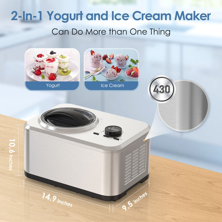 2 in 1 Ice Cream Machine for Gelato Yogurt Sorbet IC3915SY - Kismile