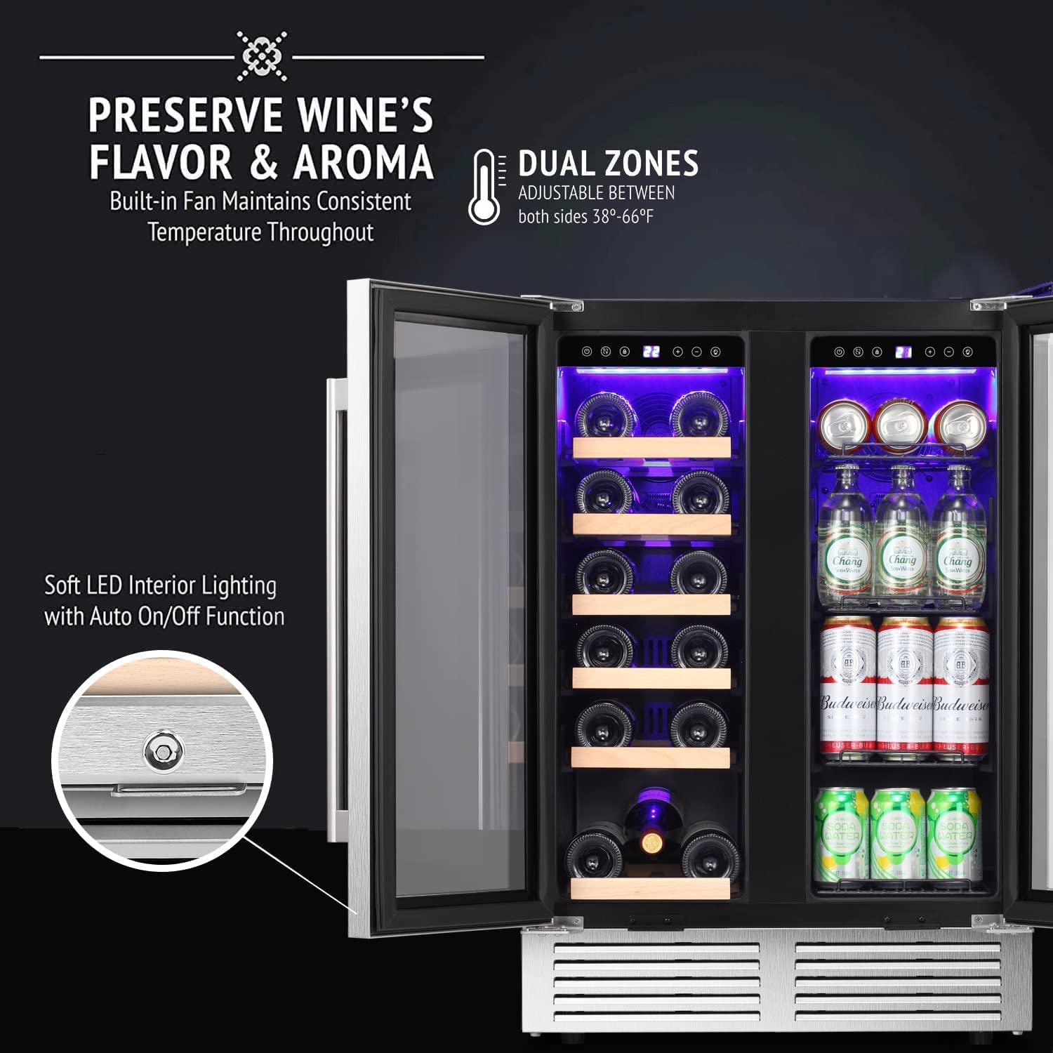 24 inch dual zone beverage refrigerator 714678