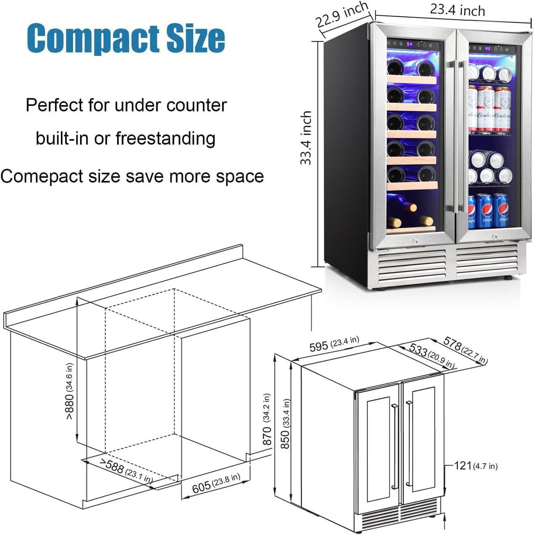 24 Inch Dual Zone Beverage Refrigerator - Kismile