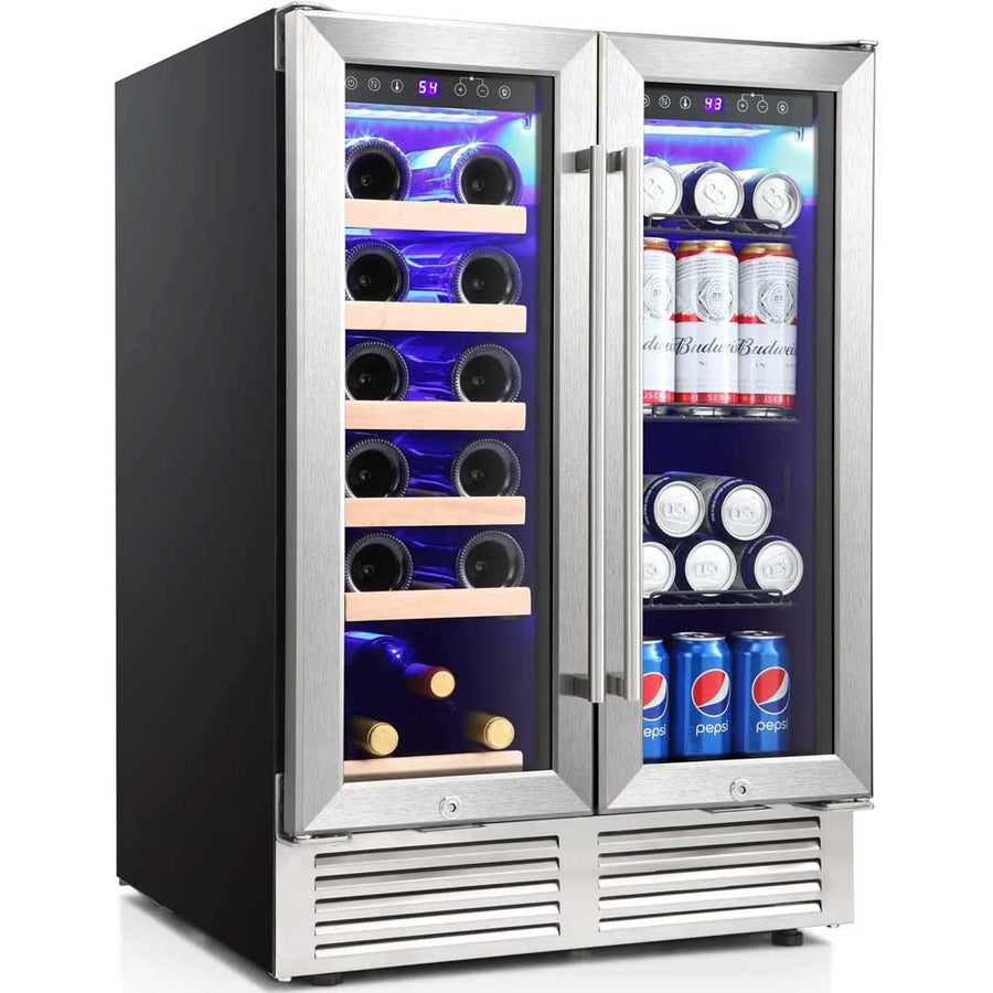 24 Inch Dual Zone Beverage Refrigerator Wine Cooler W51115 - Kismile