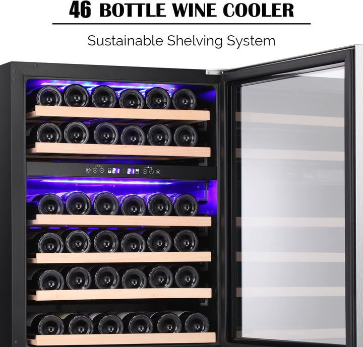 24 Inch Wooden Shelves Beverage Refrigerator Built-in Wine Cooler - Kismile
