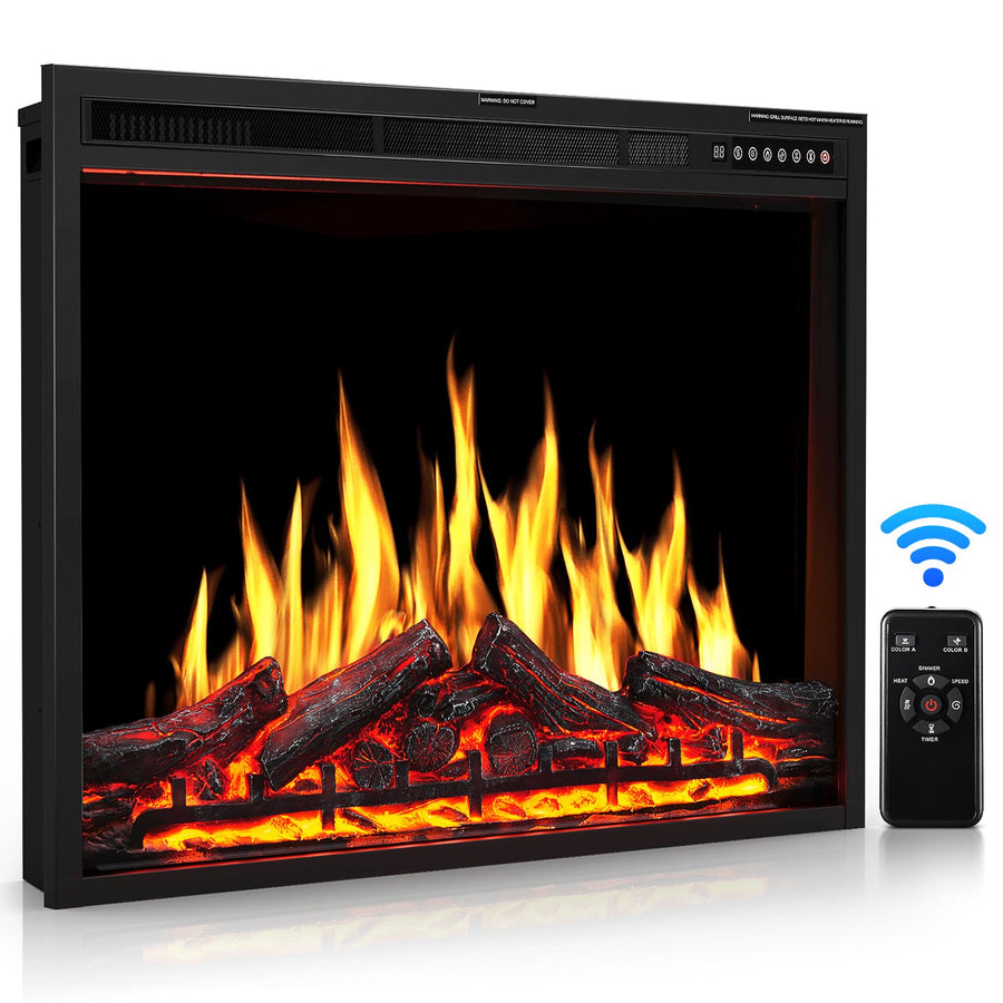 34 Inch Electric Fireplace Insert Adjuatble Flame Colors - Kismile