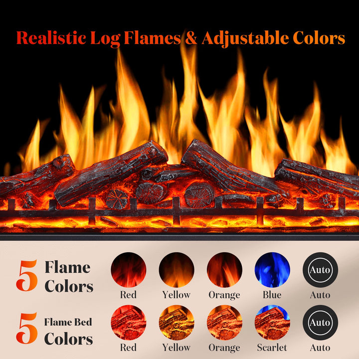 34 Inch Electric Fireplace Insert Adjuatble Flame Colors - Kismile