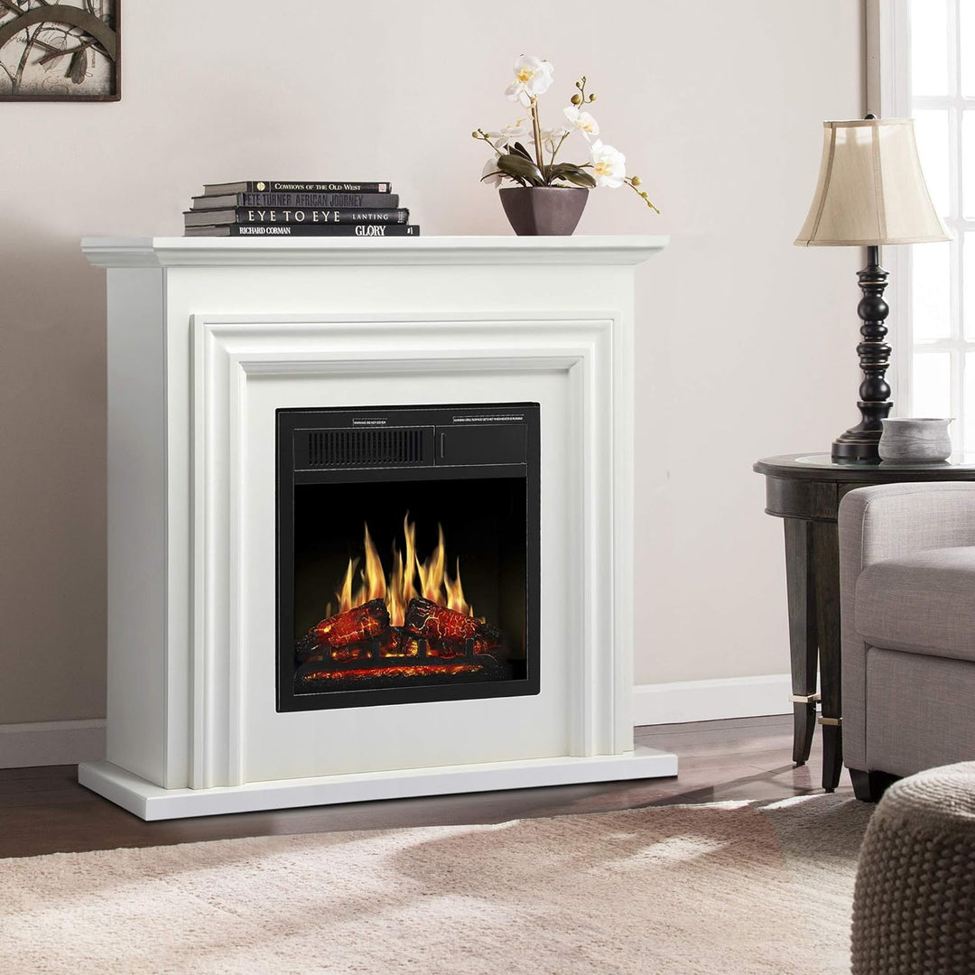36 Inch Electric Fireplace Mantel Wooden Surround Firebox - Kismile