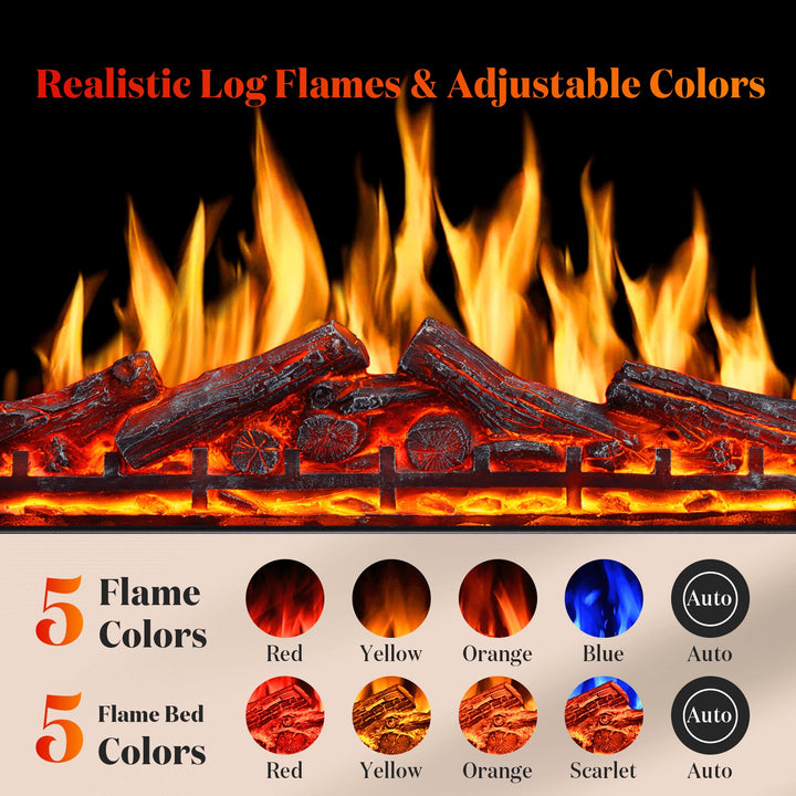 37 Inch Electric Fireplace Insert Adjuatble Flame Colors - Kismile