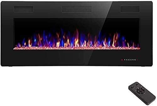 42 Inch Electric Fireplace Recessed and Wall Mounted,750-1500W - Kismile