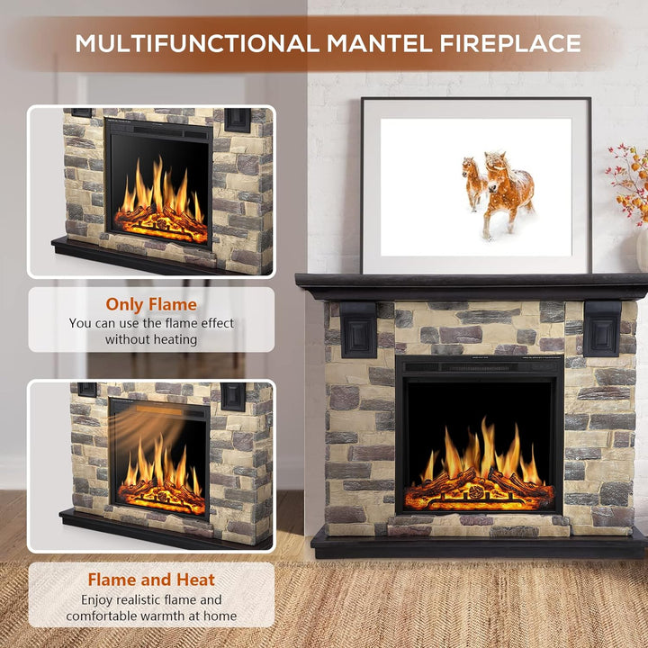 48 Inch Electric Fireplace Stone Mantel Package - Kismile