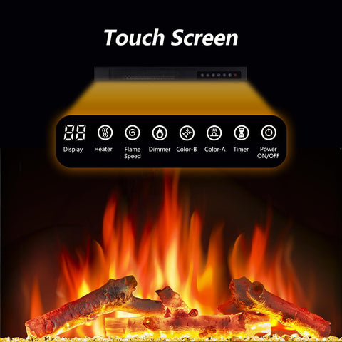 60''Fireplace TV Stand with Freestanding Electric Fireplace&Wooden Storage Cabinet M2301 - Kismile