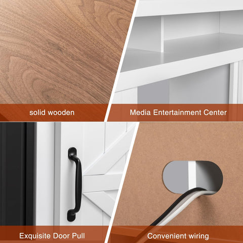 60''Fireplace TV Stand with Freestanding Electric Fireplace&Wooden Storage Cabinet M2301 - Kismile