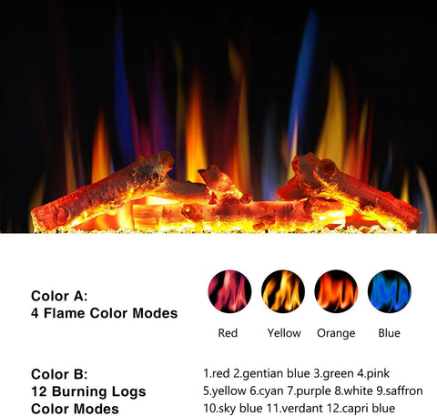 60''Fireplace TV Stand with Freestanding Electric Fireplace&Wooden Storage Cabinet M2301 - Kismile