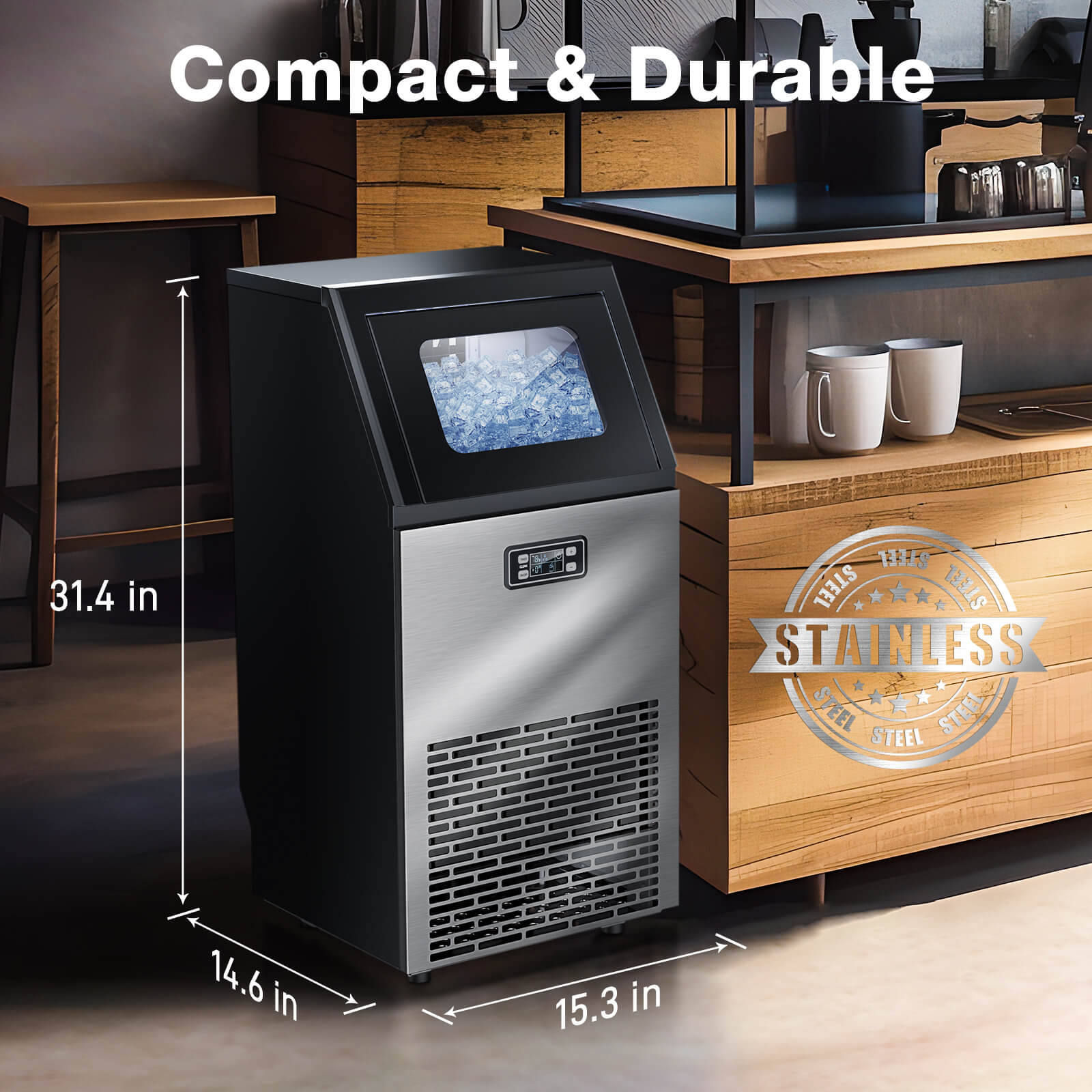 Commercial Modular Ice Machine Kismile Freestanding Commercial Ice Maker – 100/200/265 lbs/Day ...