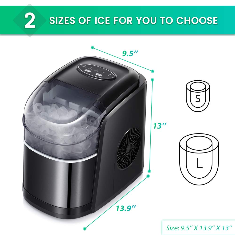 Portable Countertop Bullet Ice Maker for Home - Kismile Black