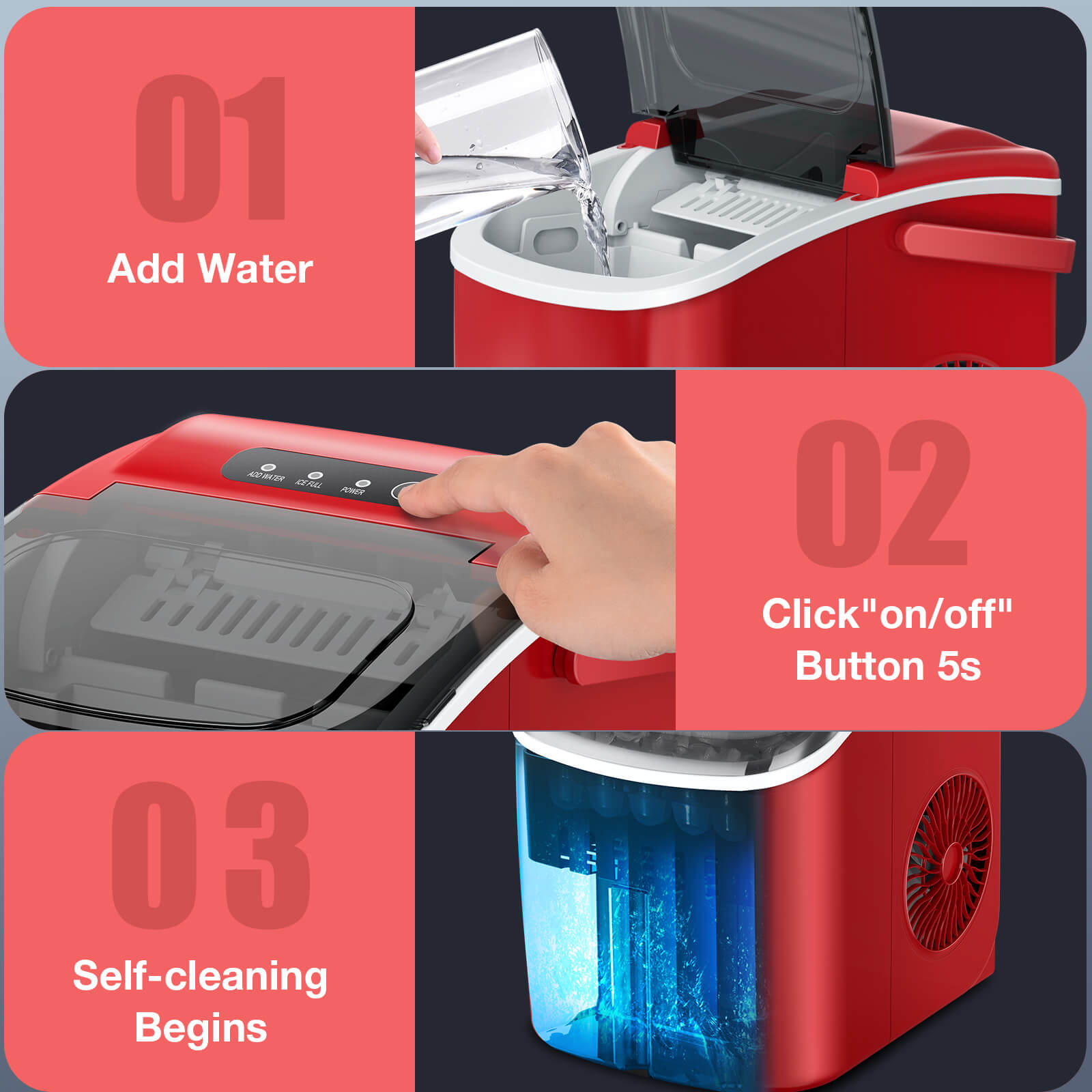 Countertop Ice Maker Portable Ice Machine with Handle,SelfCleaning Ice