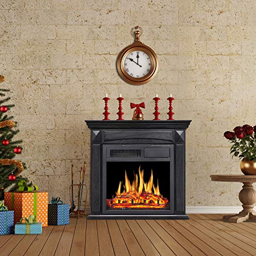 Electric Fireplace Mantel Wooden Surround Firebox - Kismile