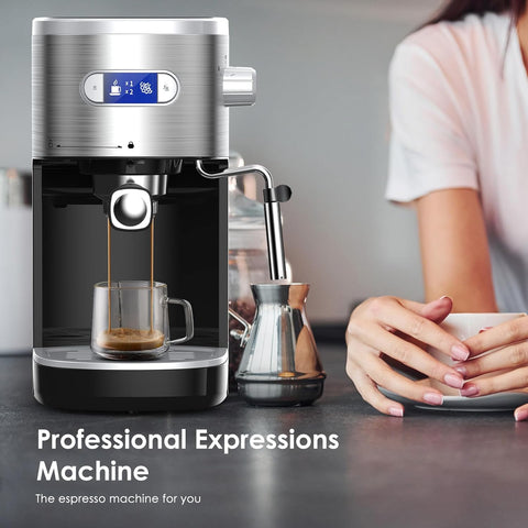 Espresso Machines 20 Bar Fast Heating Automatic Cappuccino Coffee Maker with Foaming Milk Frother Wand CM8054 - Kismile