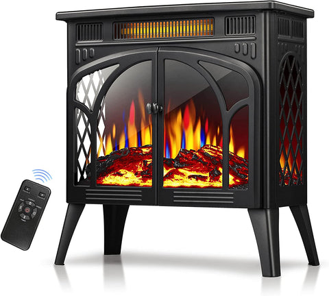 Kismile 25 Inches 3D Infrared Free Standing Electric Fireplace Stove BLACK - Kismile
