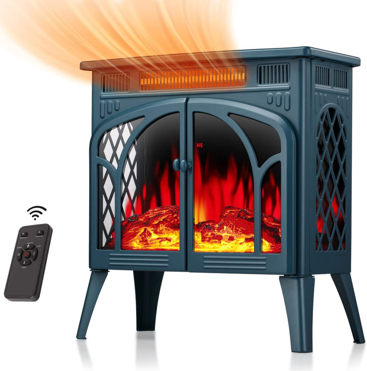 Kismile 25 Inches 3D Infrared Free Standing Electric Fireplace Stove Blue - Kismile