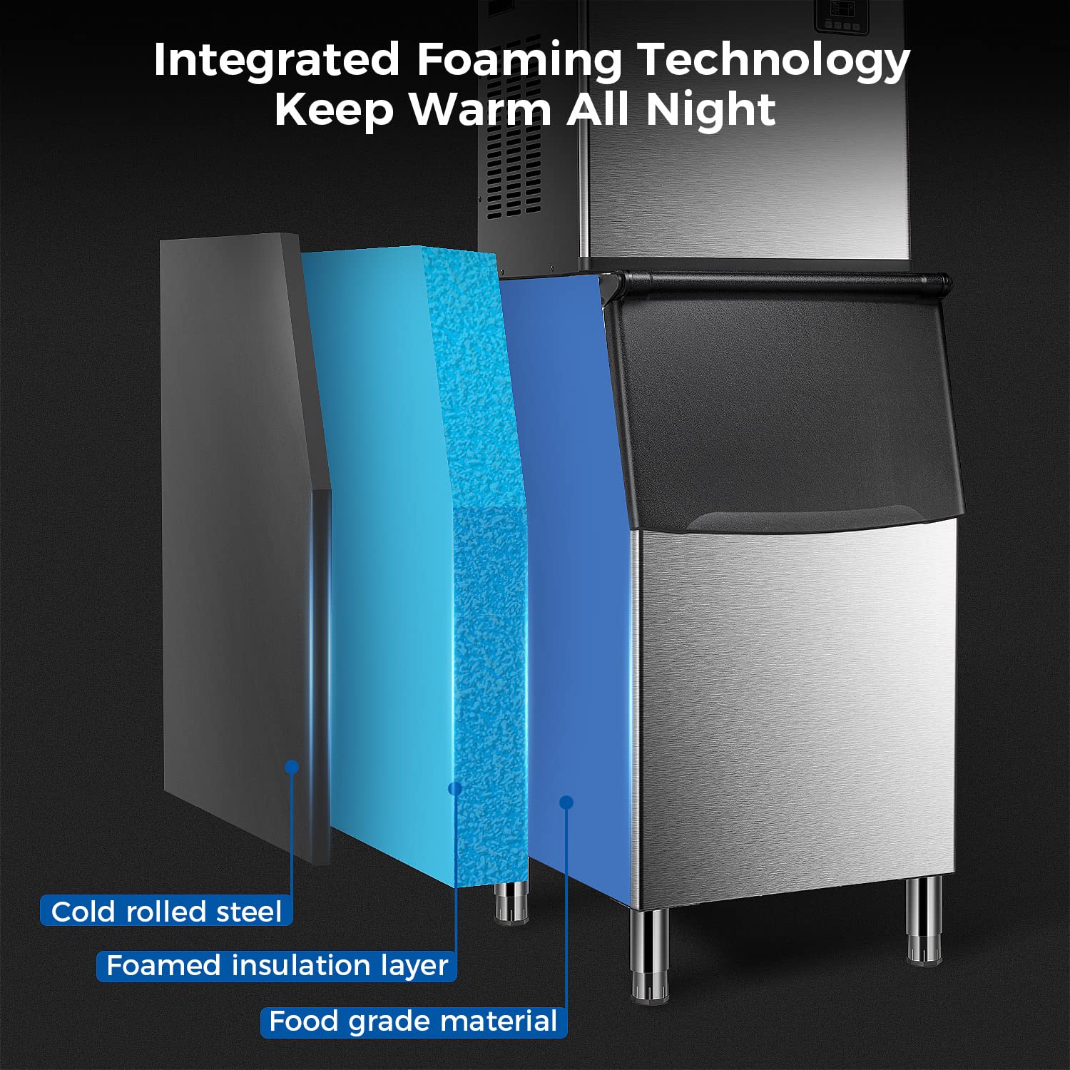 Commercial Ice Maker Machine with 200LBS Bin Kismile