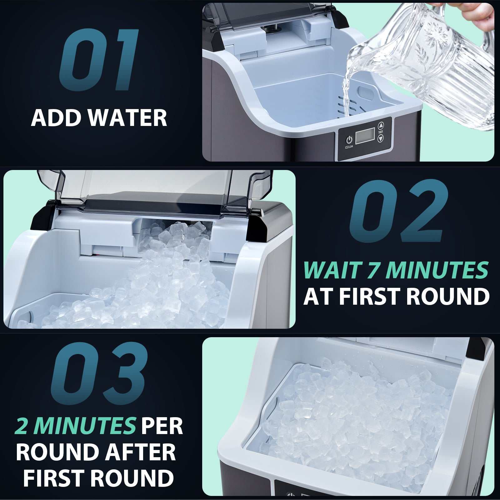 Countertop Nugget Ice Maker for Home / Office - Kismile