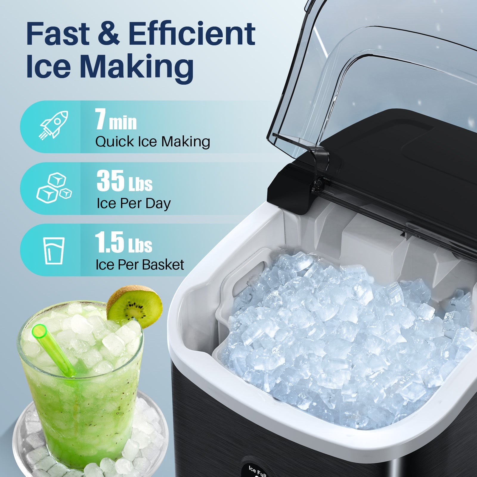 Nugget Pebble Ice Maker Countertop HZB15N Kismile