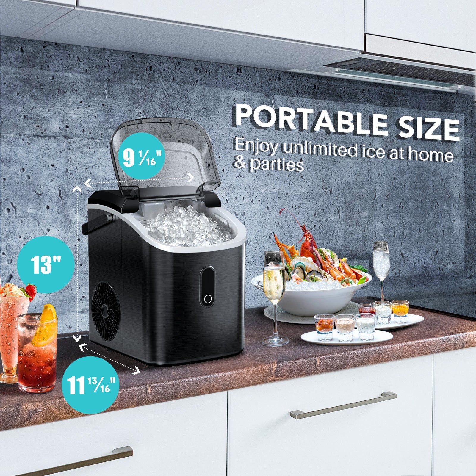 Nugget Pebble Ice Maker Countertop HZB15N Kismile