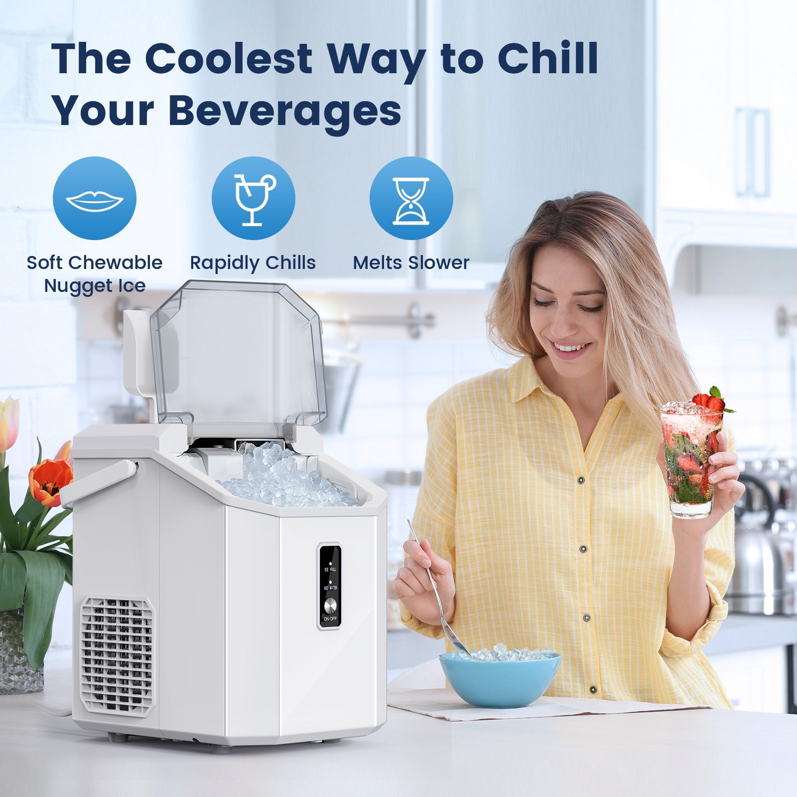 Nugget Pebble Ice Maker Countertop HZB15NA Kismile