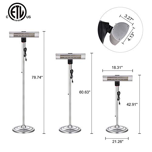 Outdoor Electric Infrared Patio Heater with Remote Kismile